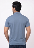 Steel Blue Striped Polo