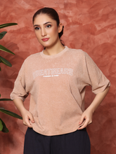 Acid Wash Women Crop Top Camel