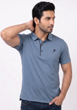 Steel Blue Striped Polo