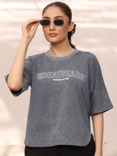 Acid Wash Women Crop Top Asphalt