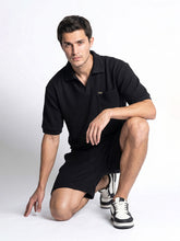 Waffel Polo and Short Co-ord set Black