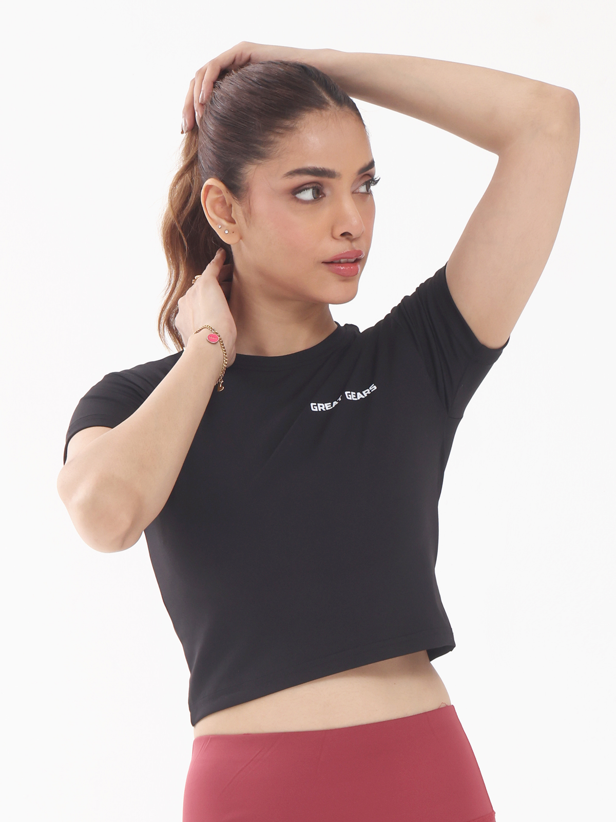 Short Sleeve Round Neck Top Black