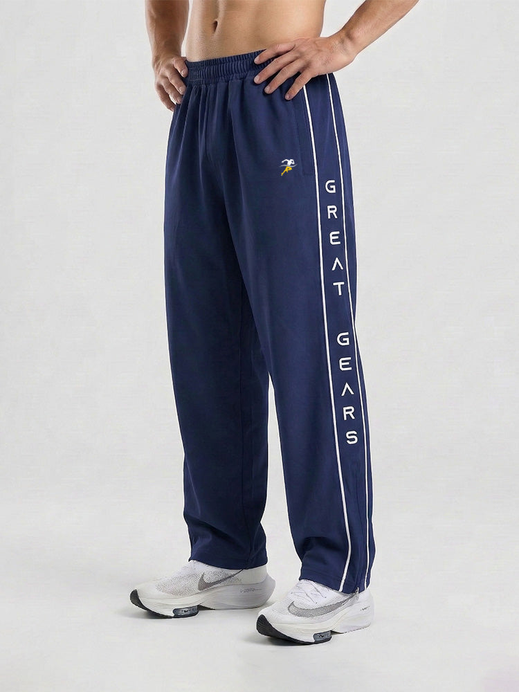 Side print wide leg Zipper Trouser