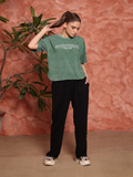 Acid Wash Women Crop Top Green