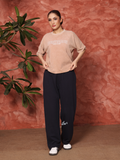 Acid Wash Women Crop Top Camel