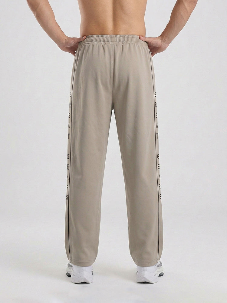 Side print wide leg Zipper Trouser