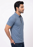 Steel Blue Striped Polo