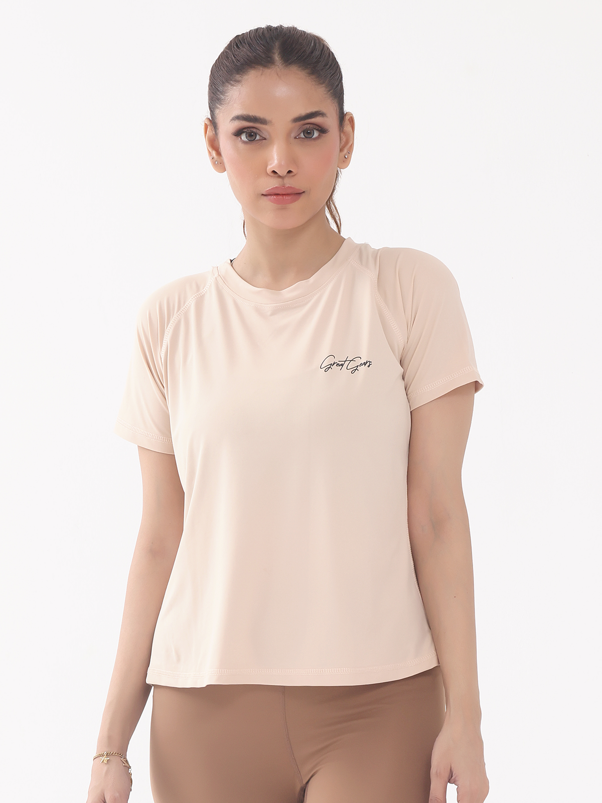 Short Sleeve Performance Top Ivory