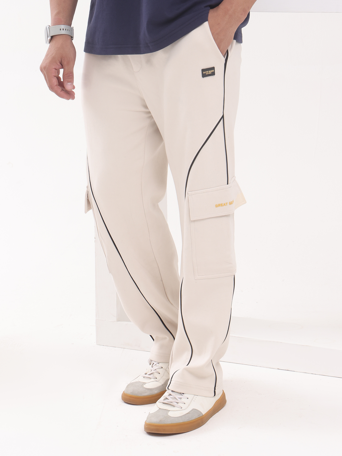 Interstellar Wide Leg Cargo Trousers Off White