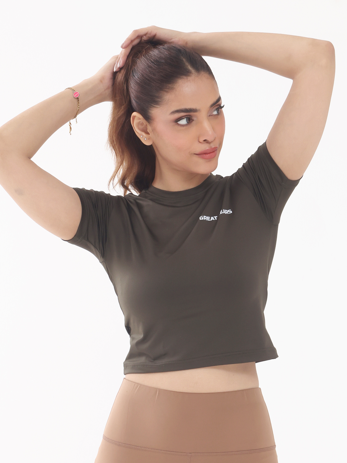 Short Sleeve Round Neck Top Olive