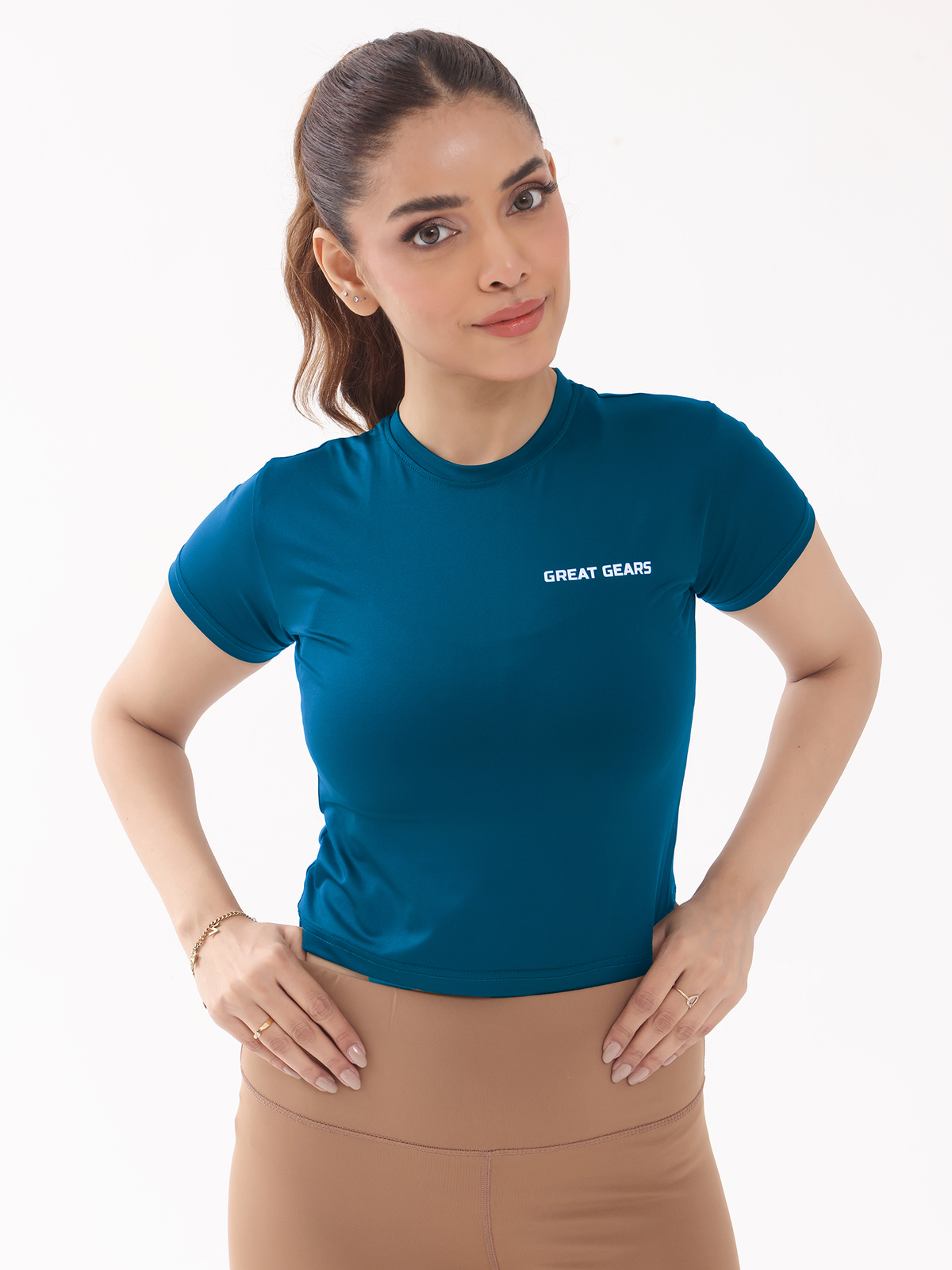 Short Sleeve Round Neck Top Navy