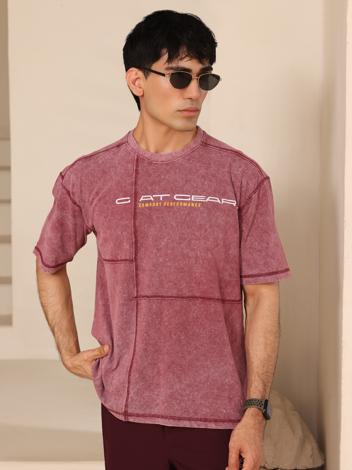 Acid Wash GAT-Tee Maroon
