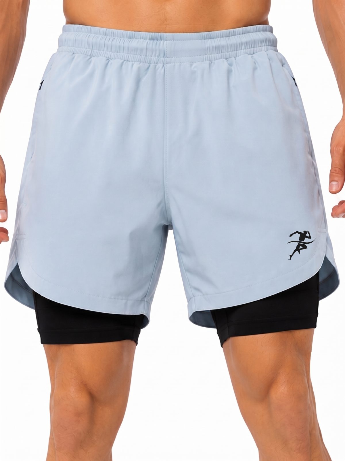Chrono Dual-Layer Training Shorts Light Blue