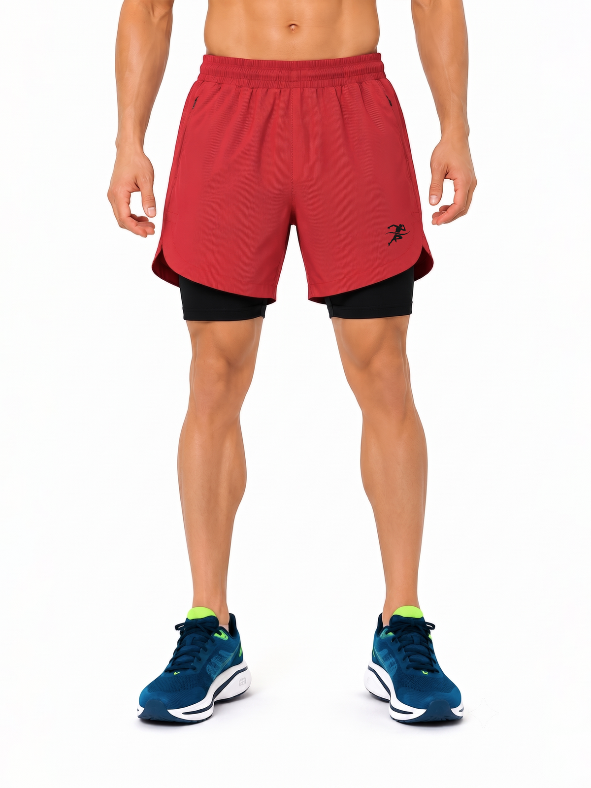Chrono Dual-Layer Training Shorts Red