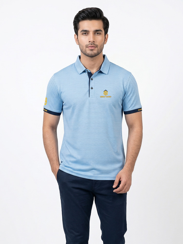 Great Gears Striped Polo Azure