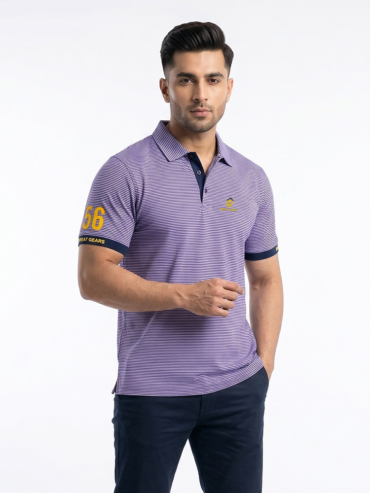 Great Gears Striped Polo Lavender
