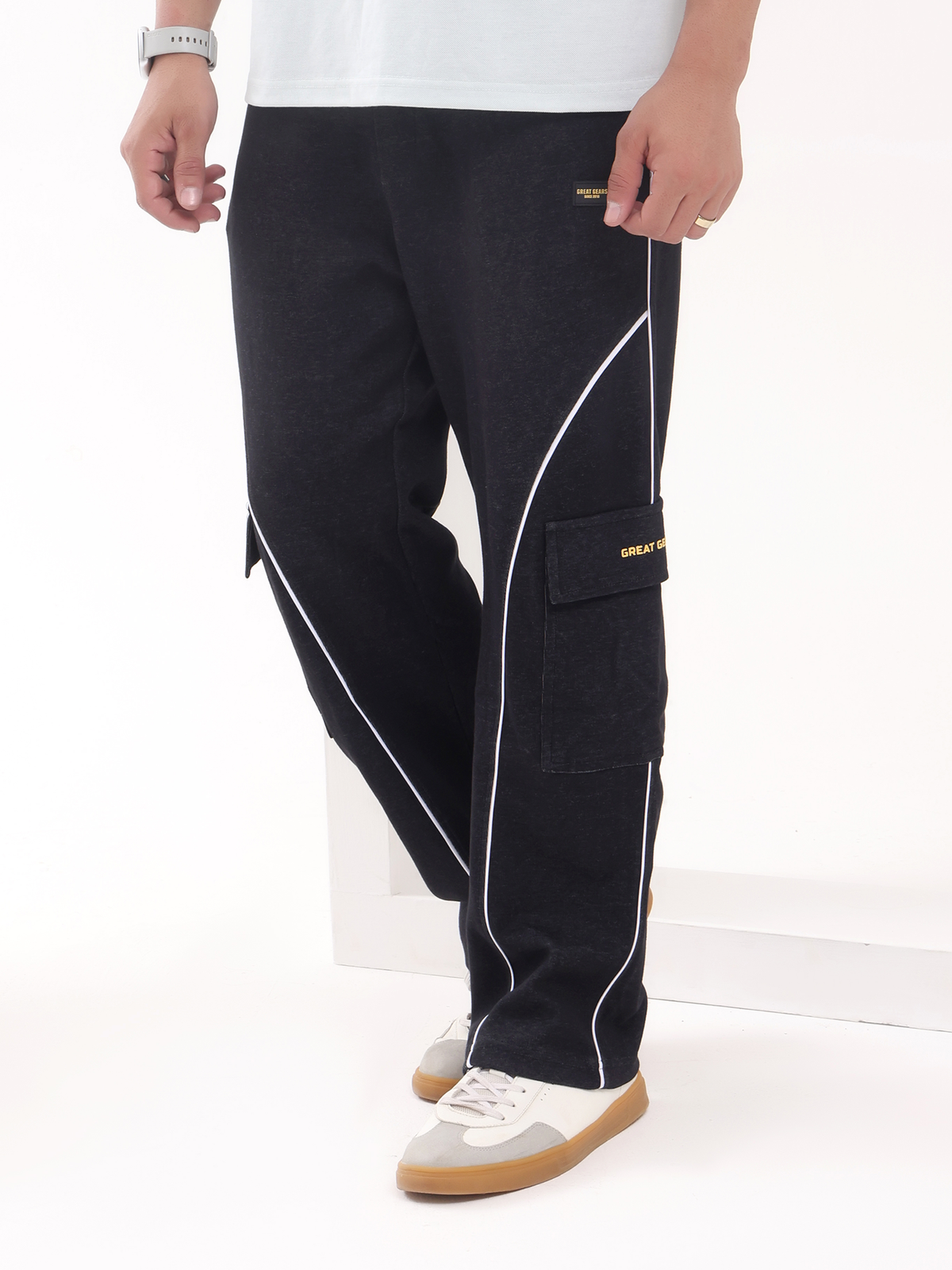 Interstellar Wide Leg Cargo Trousers Black