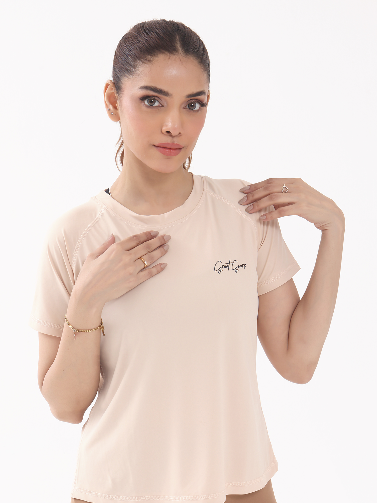 Short Sleeve Performance Top Ivory